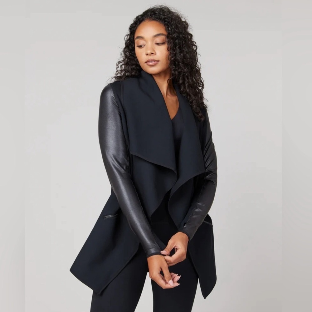 Spanx Faux Leather Drape Jacket Size XS
